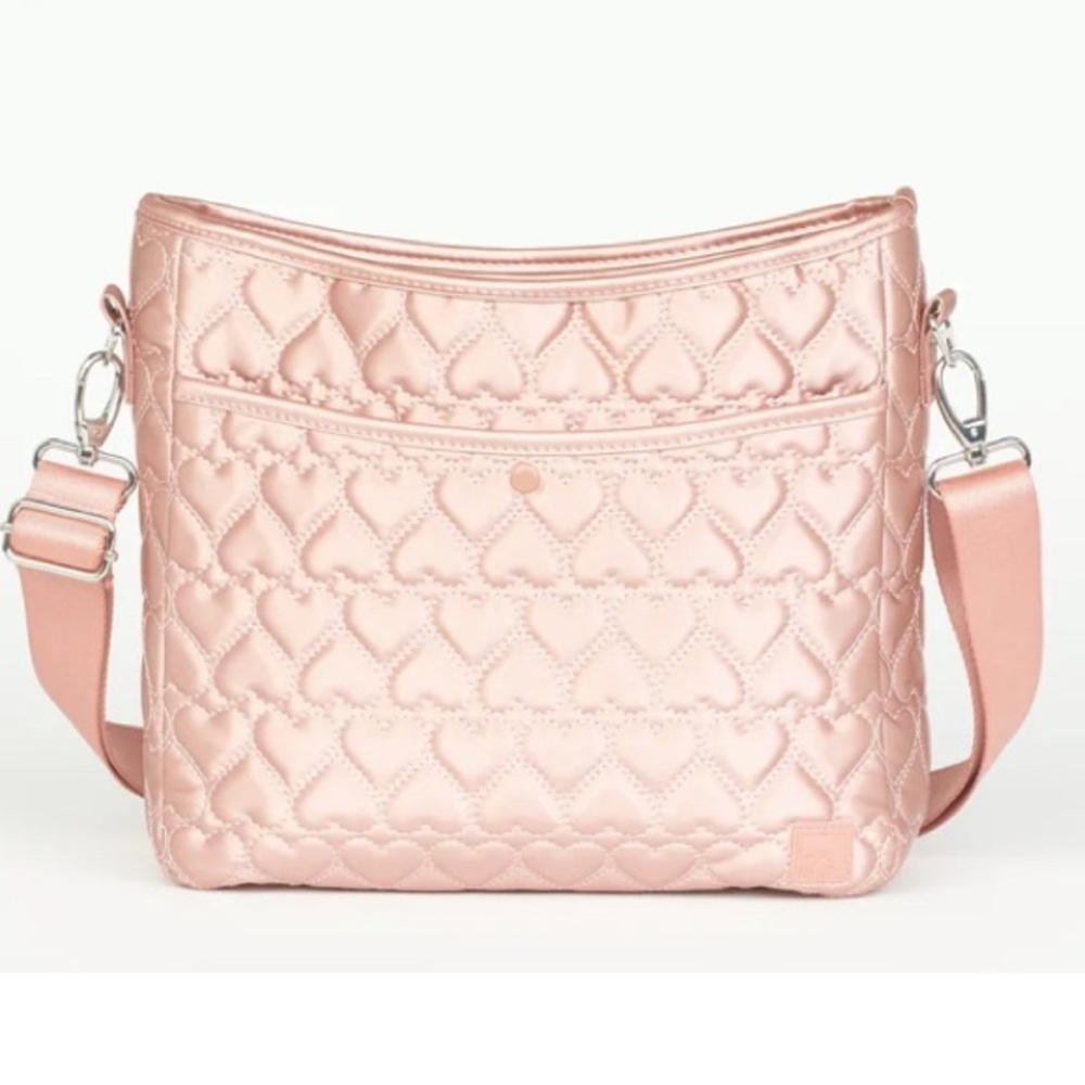 IHKWIP “The More Love” Heart Quilted Messenger Crossbody - Metallic Rose Gold